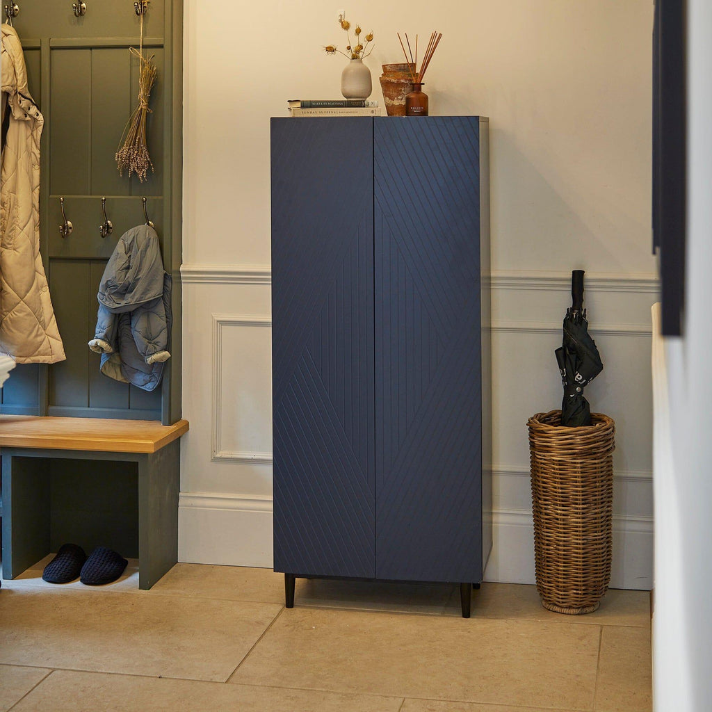 Jack Geometric Large Shoe Cabinet - 2 Door - Blue