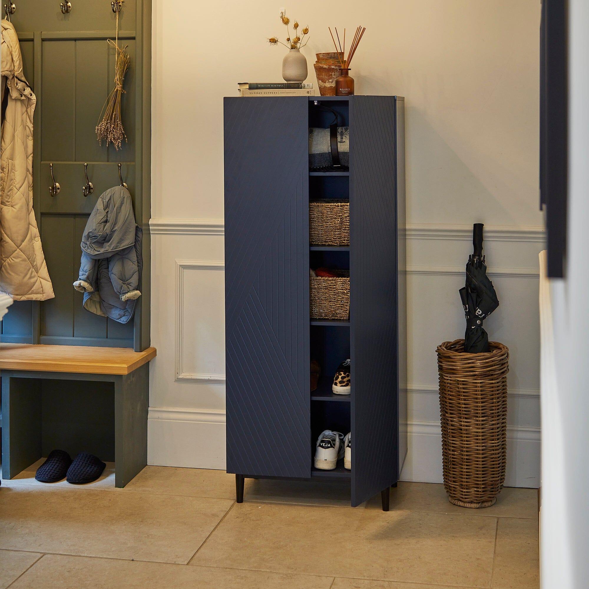 Jack Geometric Large Shoe Cabinet - 2 Door - Blue