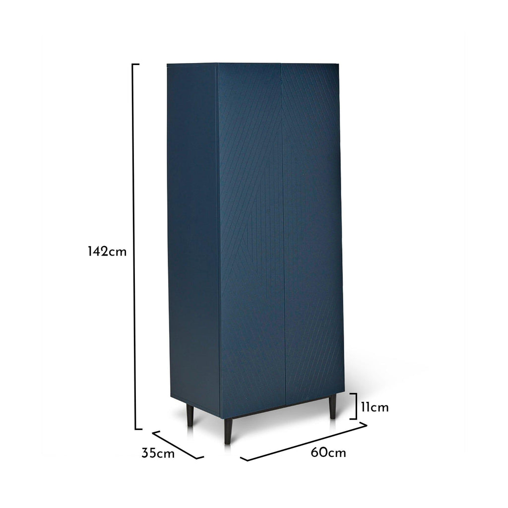 Jack Geometric Large Shoe Cabinet - 2 Door - Blue
