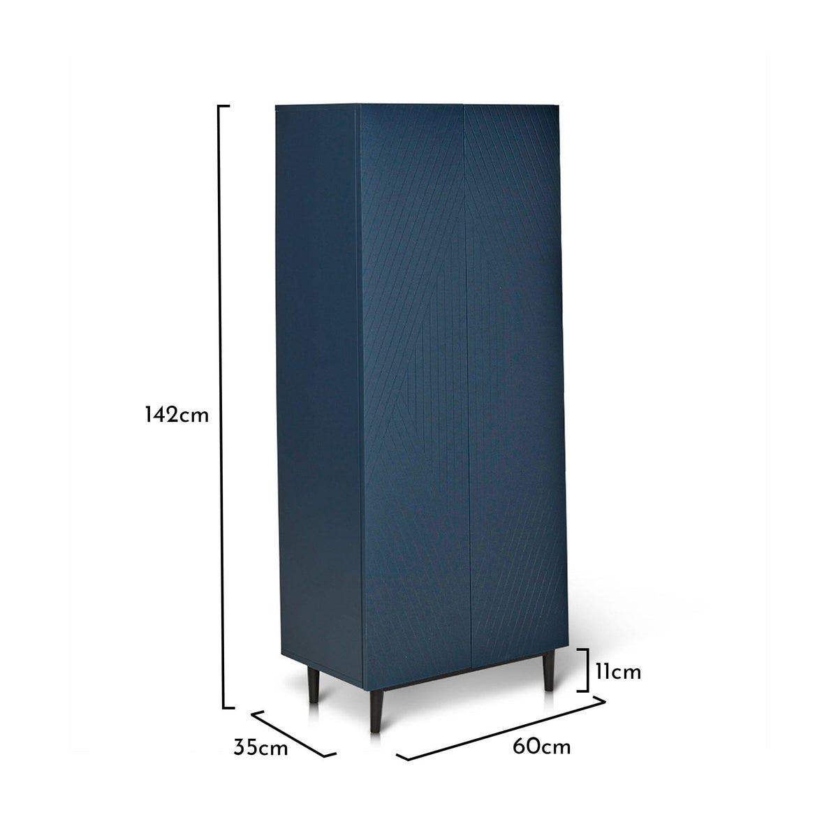Jack Geometric Large Shoe Cabinet - 2 Door - Blue