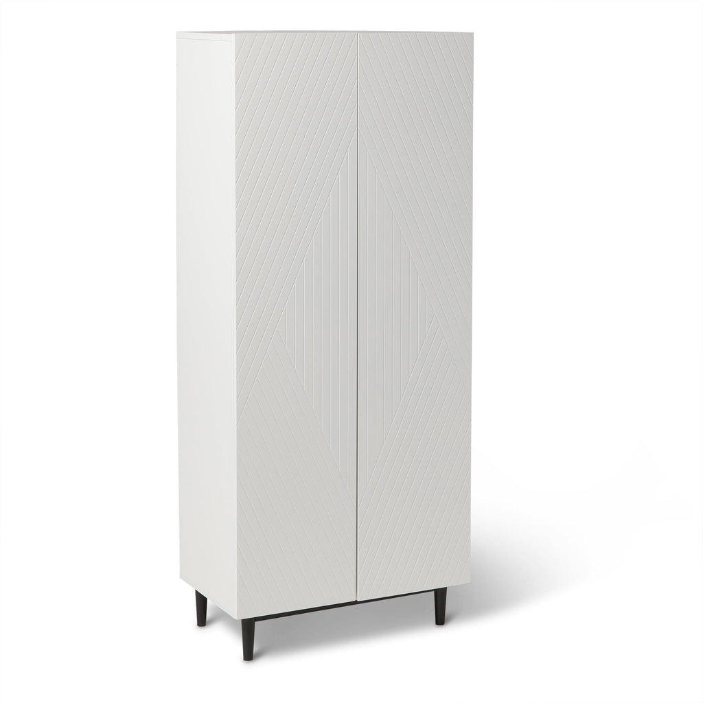 Jack Geometric Large Shoe Cabinet - 2 Door - White