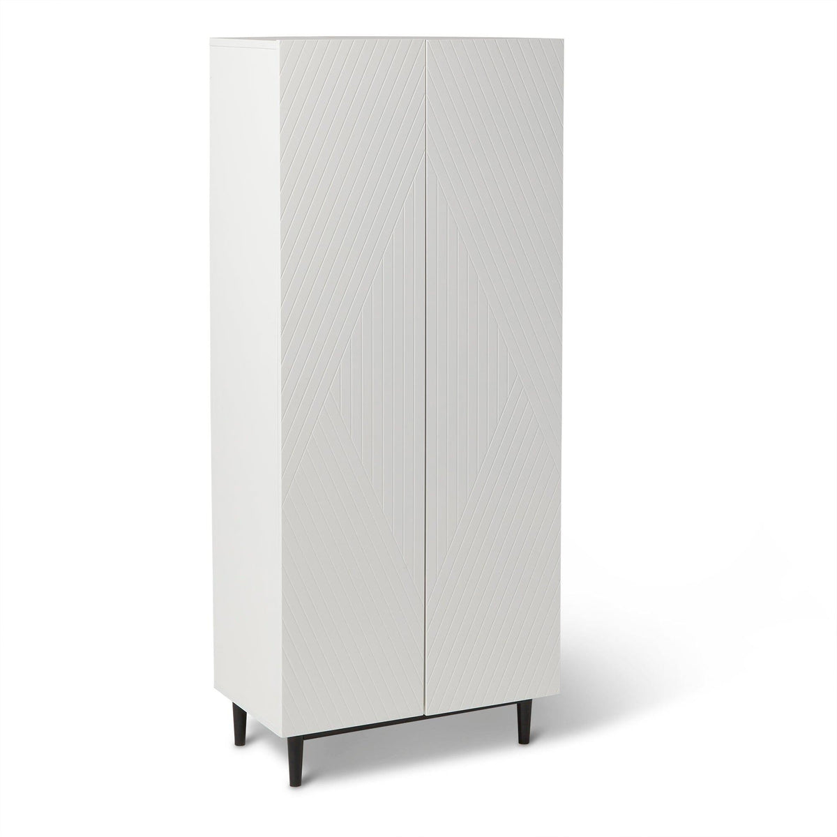 Jack Geometric Large Shoe Cabinet - 2 Door - White