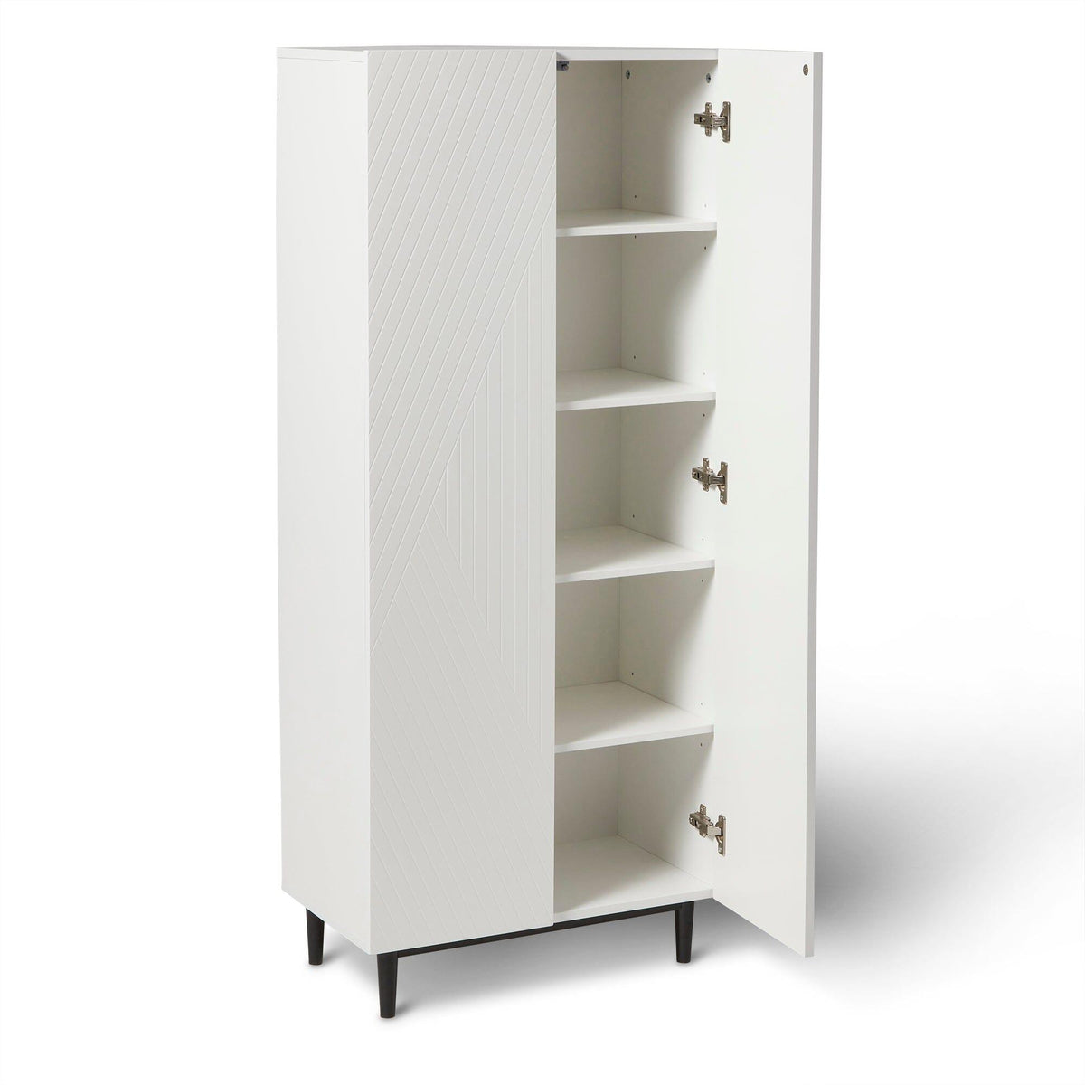 Jack Geometric Large Shoe Cabinet - 2 Door - White