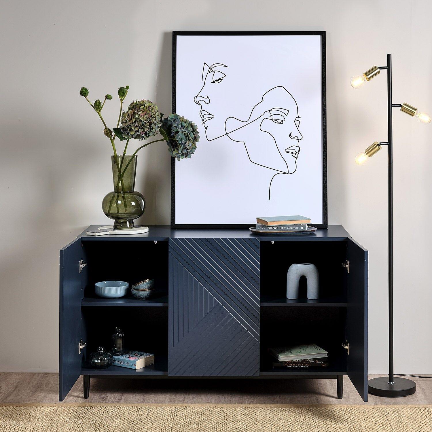Jack 3 Door Large Sideboard - Geometric Blue
