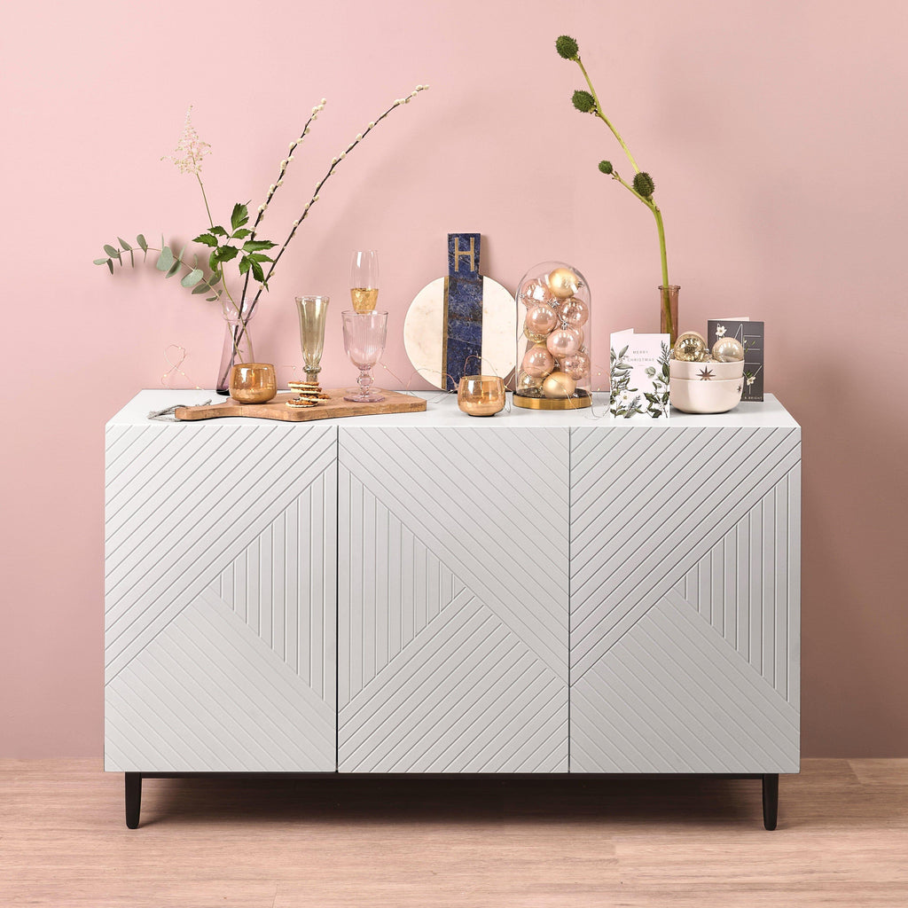 Jack 3 Door Large Sideboard - Geometric White