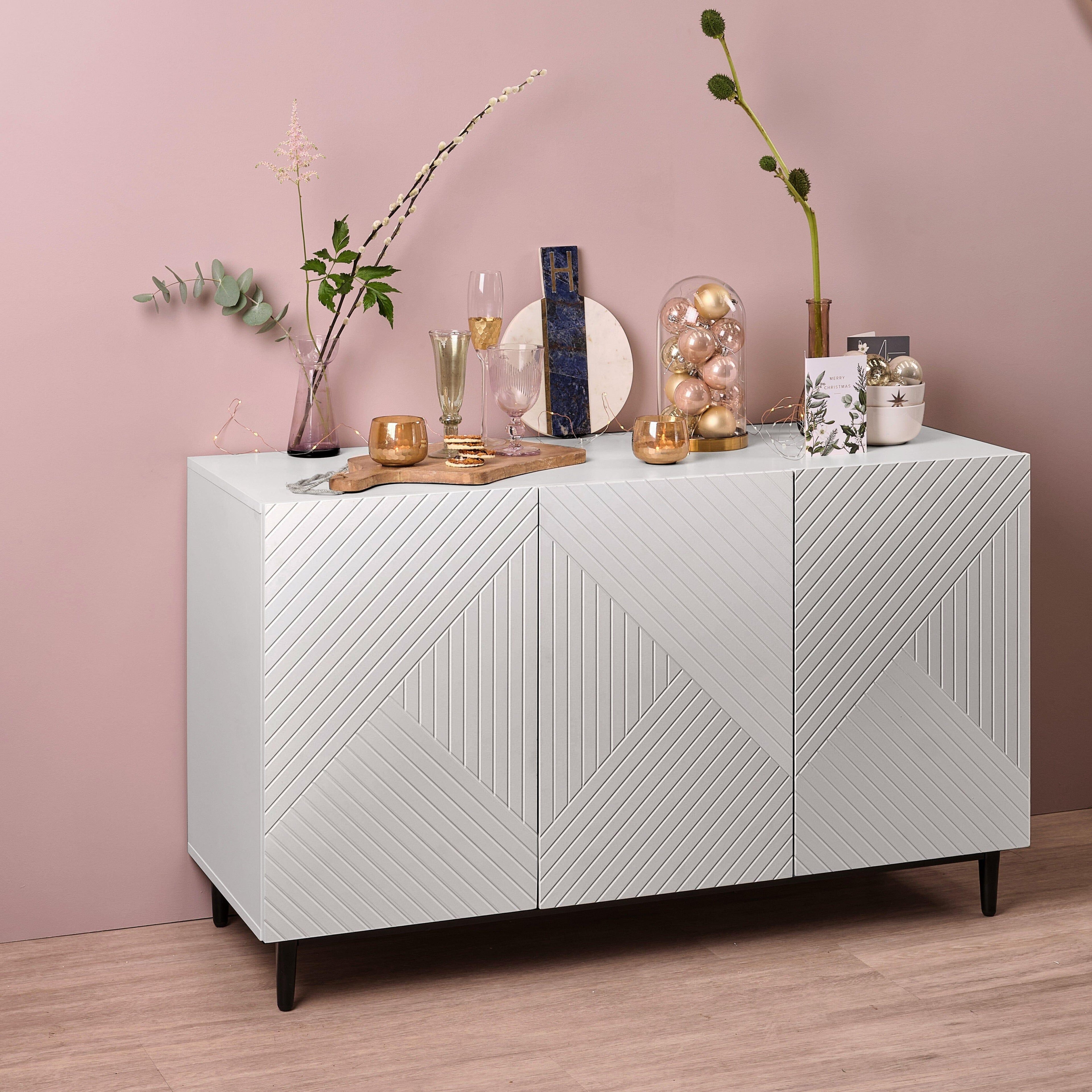 Jack 3 Door Large Sideboard - Geometric White