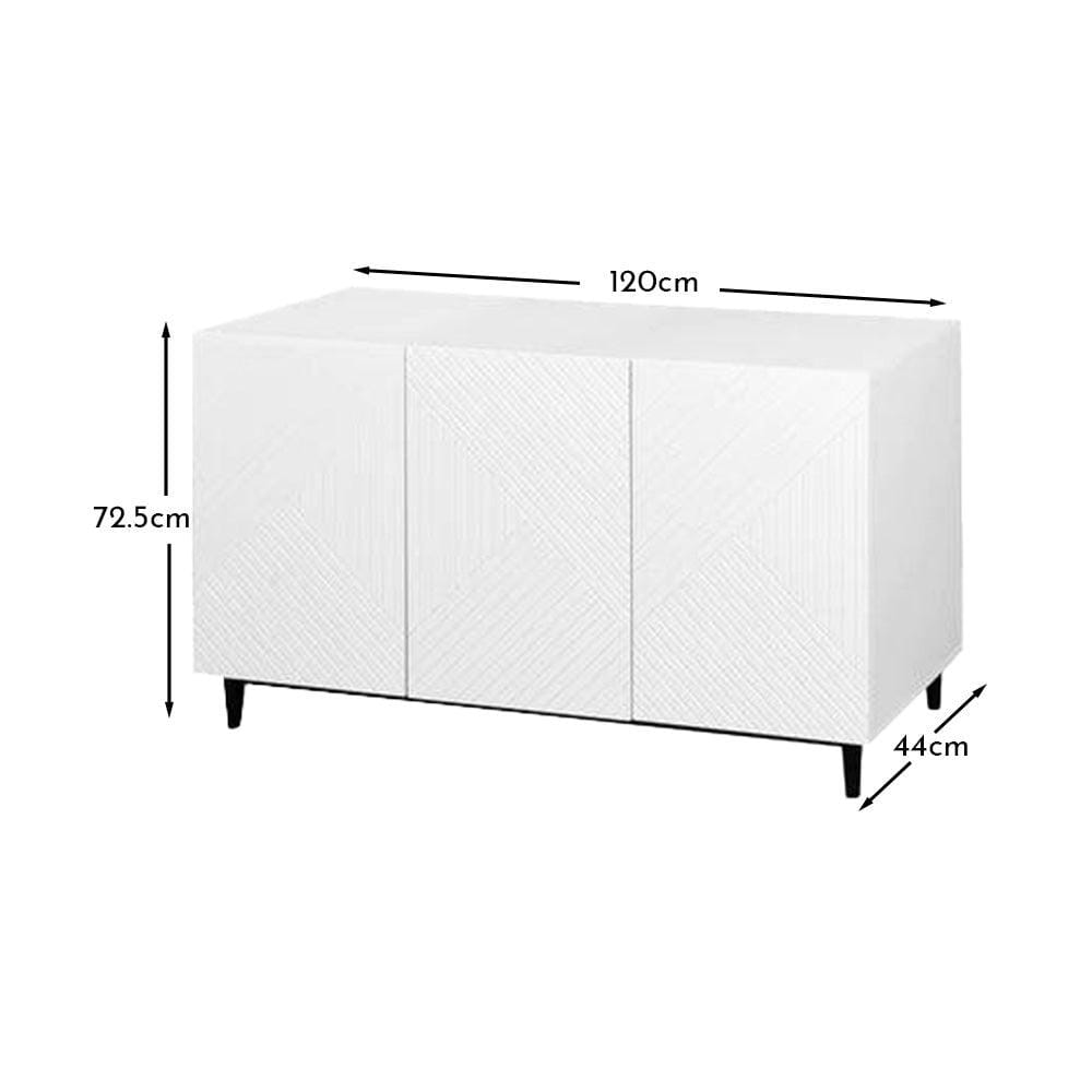 Jack 3 Door Large Sideboard - Geometric White