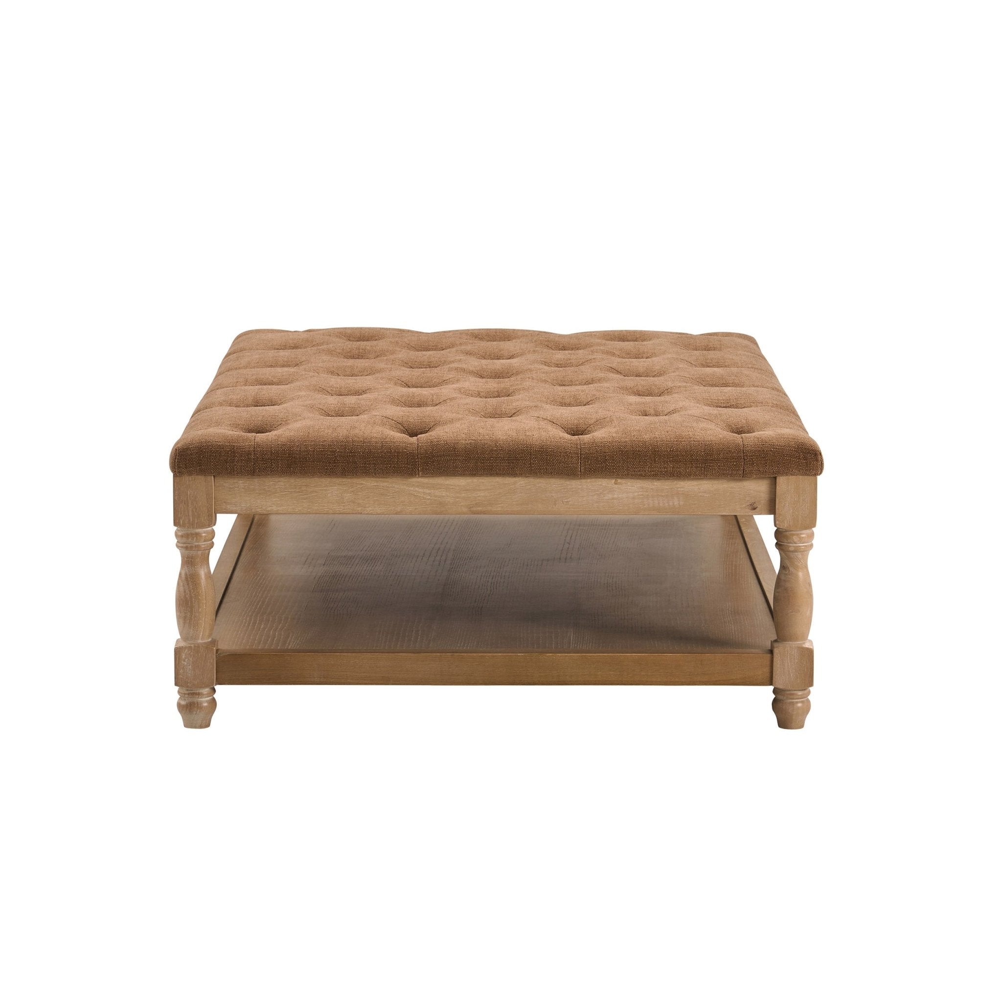 Knaresborough Button Back Coffee Table Pouffe - Chenille Caramel