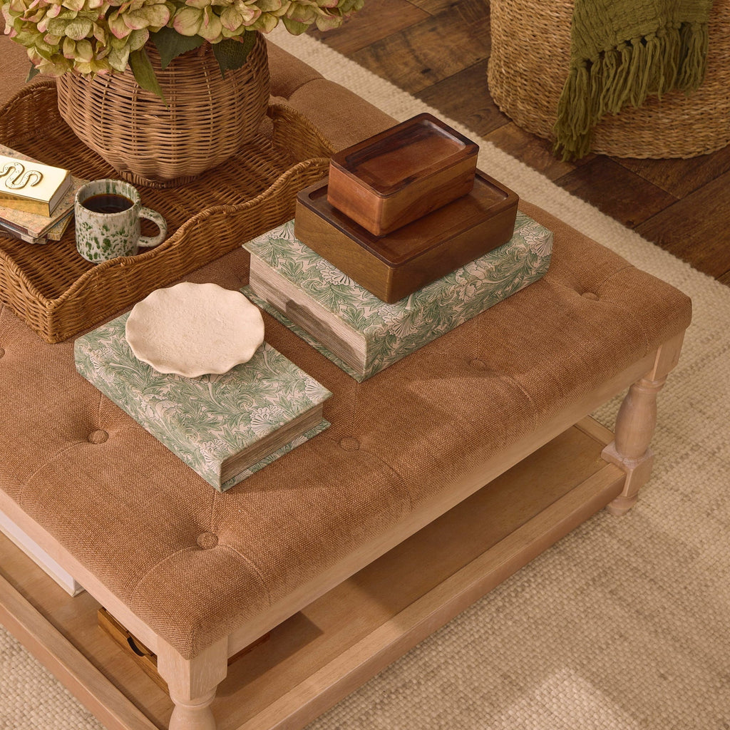 Knaresborough Button Back Coffee Table Pouffe - Chenille Caramel