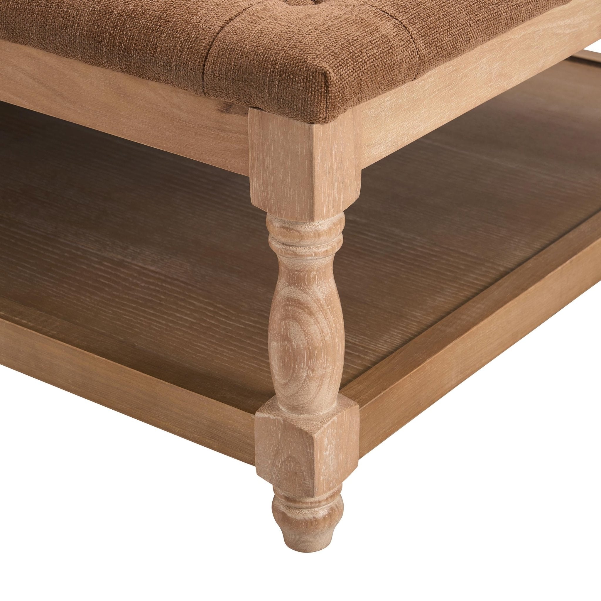 Knaresborough Button Back Coffee Table Pouffe - Chenille Caramel
