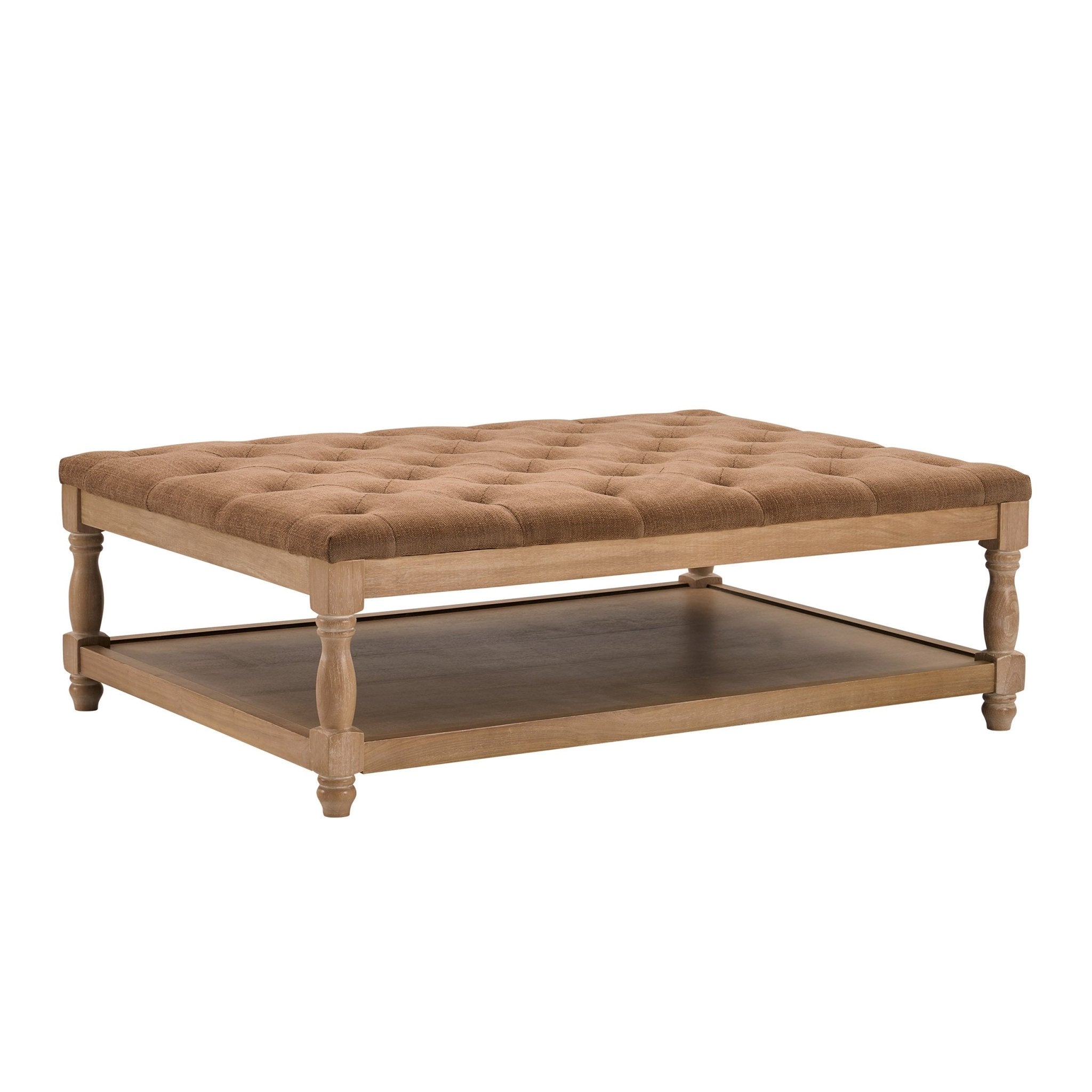 Knaresborough Button Back Coffee Table Pouffe - Chenille Caramel