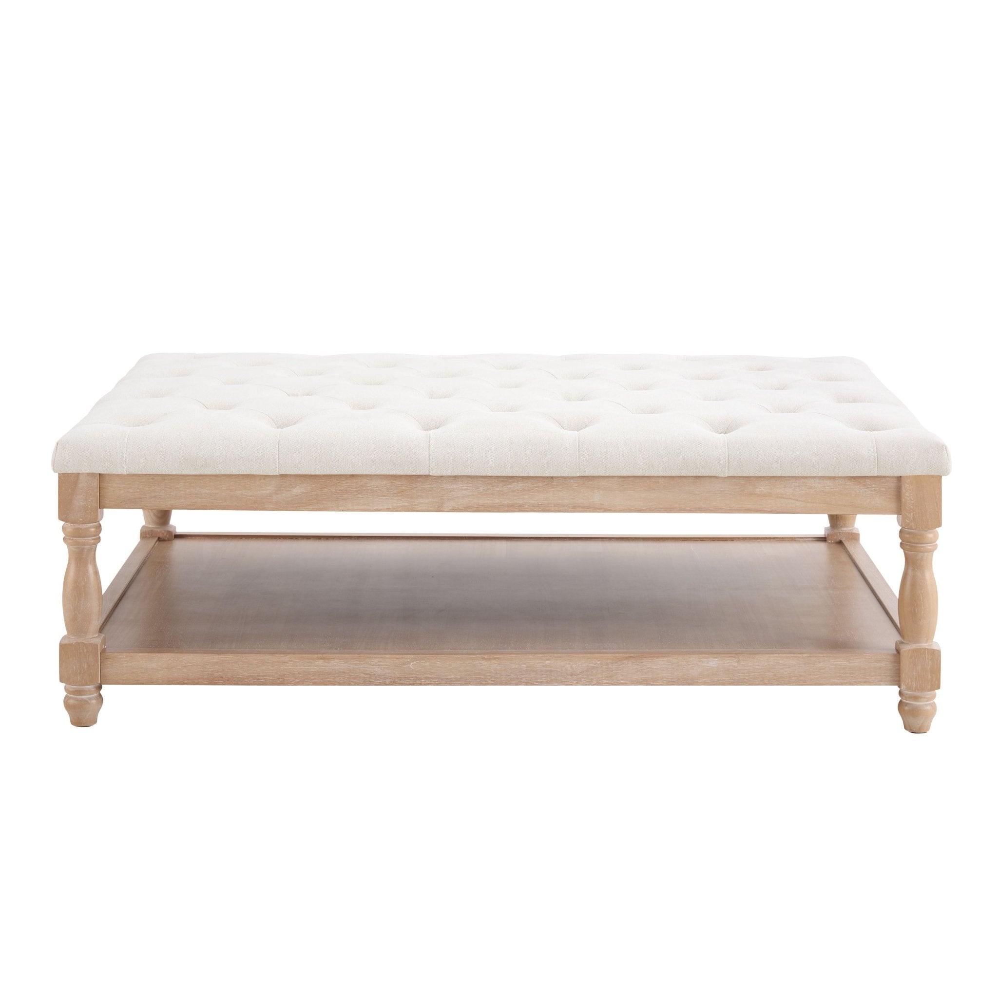 Knaresborough Button Back Coffee Table Pouffe - Cream Linen