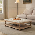 Knaresborough Button Back Coffee Table Pouffe - Cream Linen