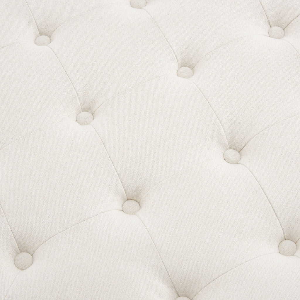 Knaresborough Button Back Coffee Table Pouffe - Cream Linen