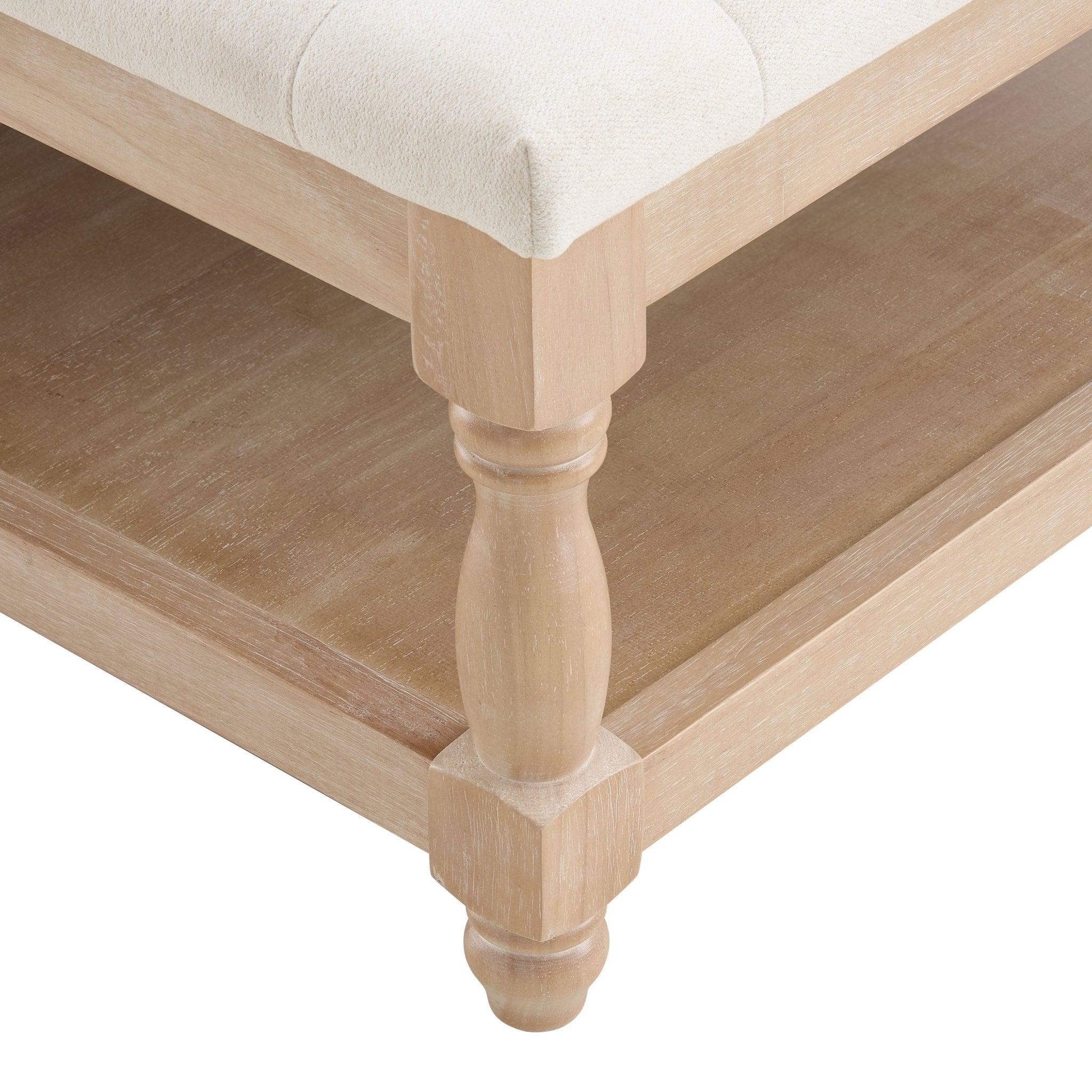 Knaresborough Button Back Coffee Table Pouffe - Cream Linen