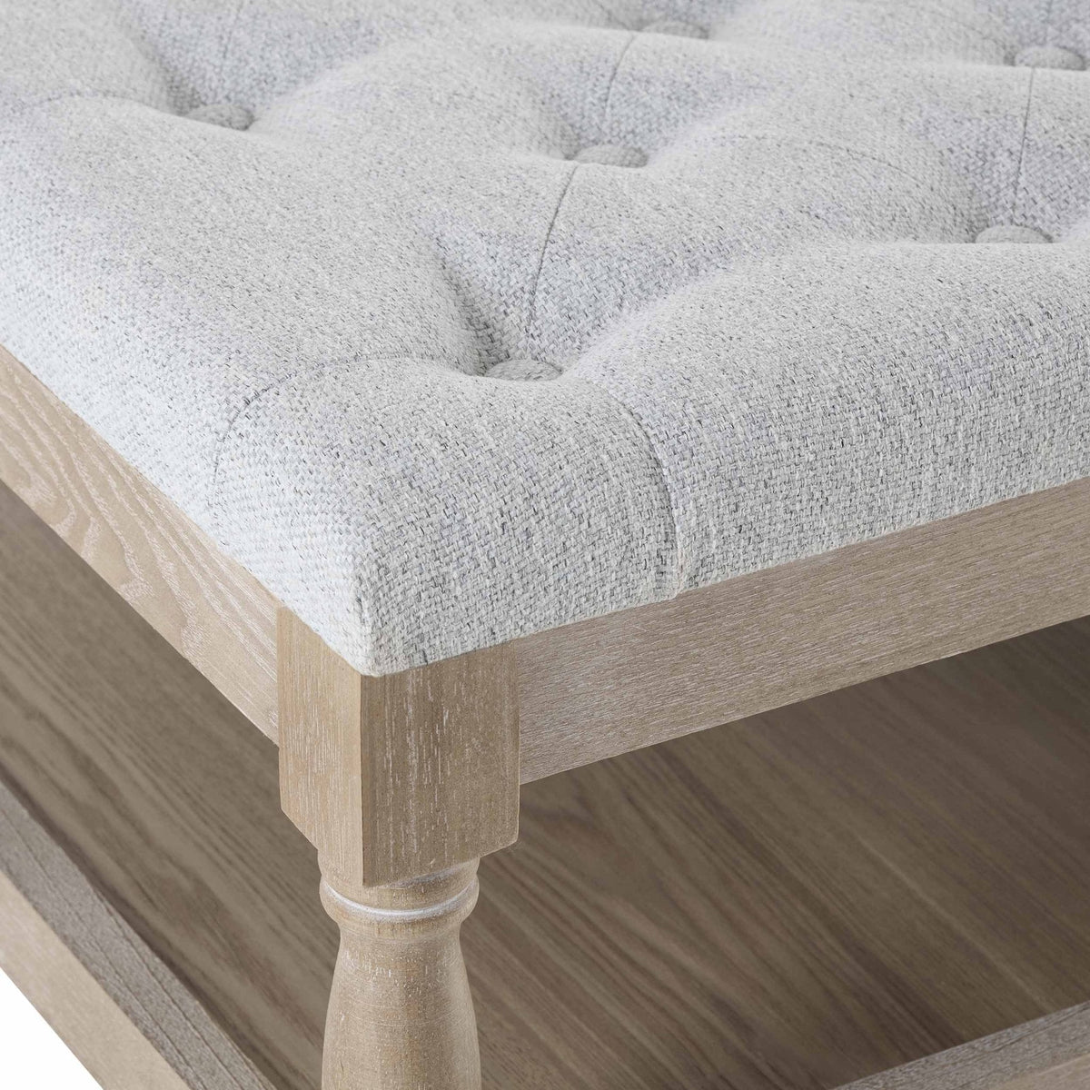 Knaresborough Button Back Coffee Table Pouffe - Light Grey