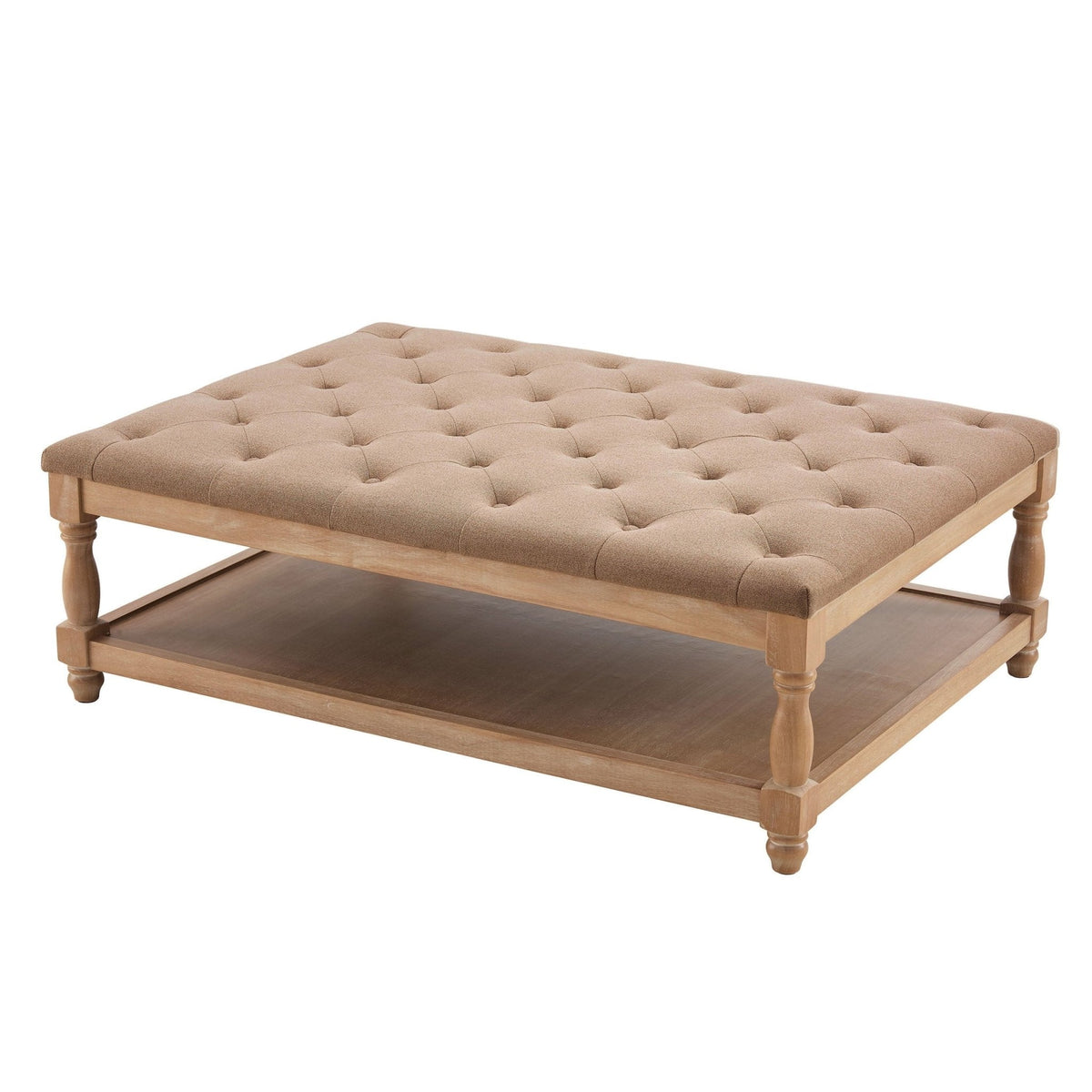 Knaresborough Button Back Coffee Table Pouffe - Oatmeal
