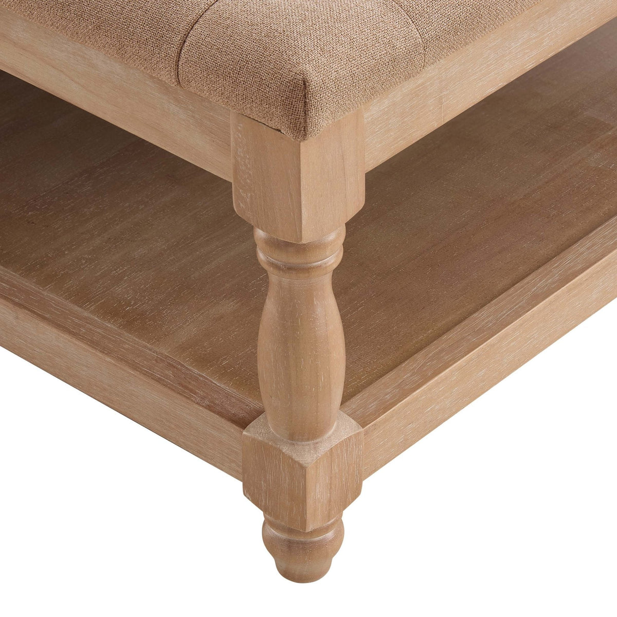 Knaresborough Button Back Coffee Table Pouffe - Oatmeal