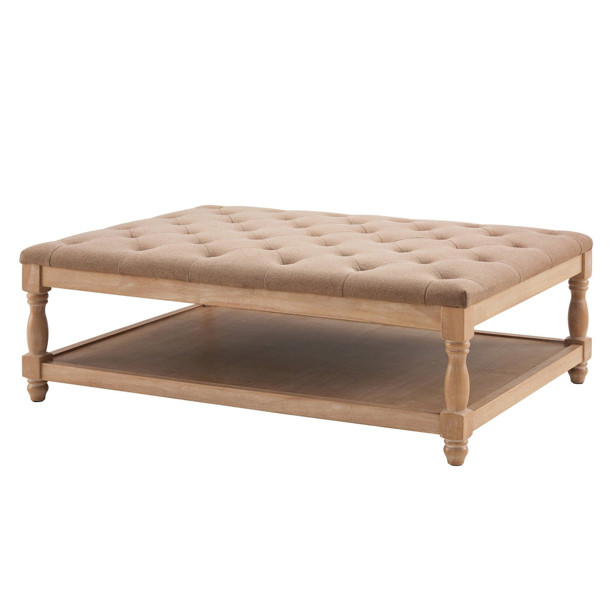 Knaresborough Button Back Coffee Table Pouffe - Oatmeal
