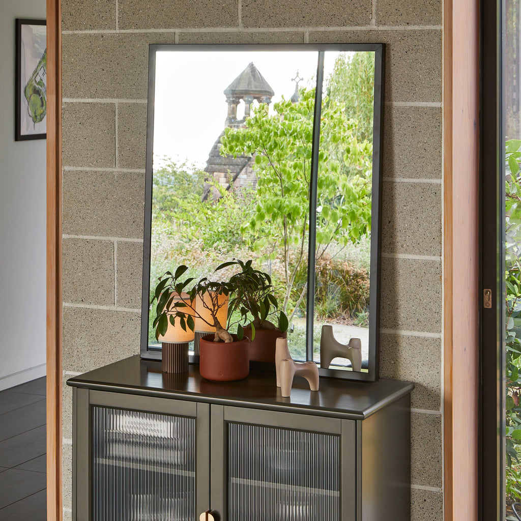 Lua 2 Door Small Sideboard - Fir Green with Glass Door