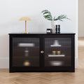Lua 2 Door Large Sideboard - Noir Black with Fluted Glass