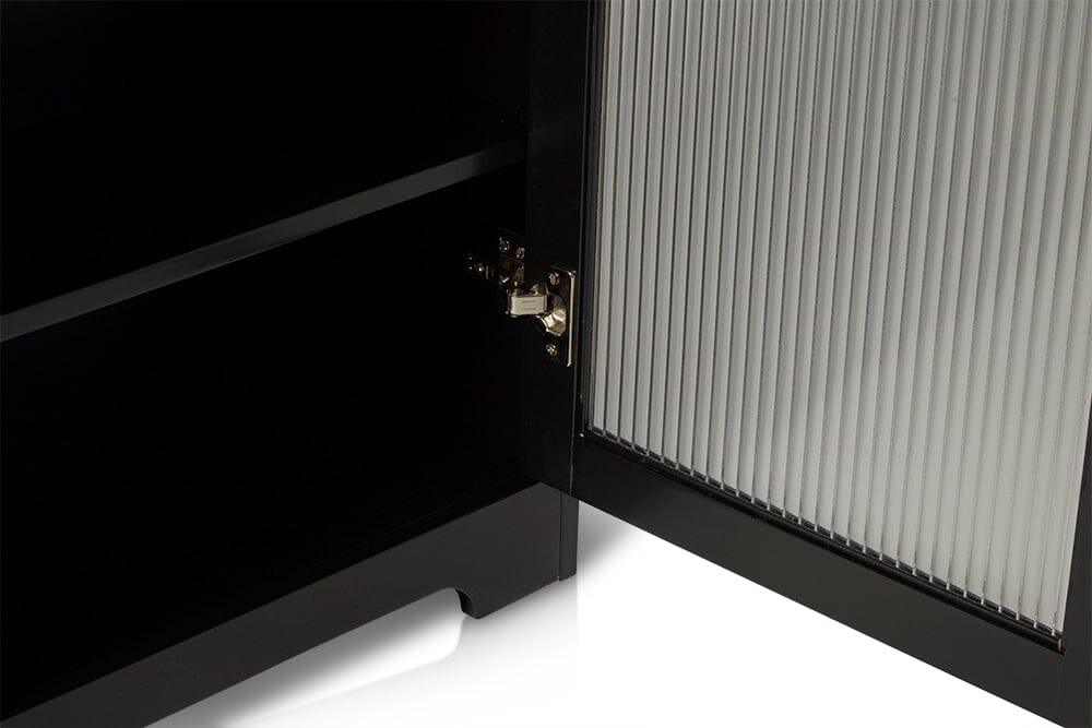 Lua 2 Door Large Sideboard - Noir Black with Fluted Glass