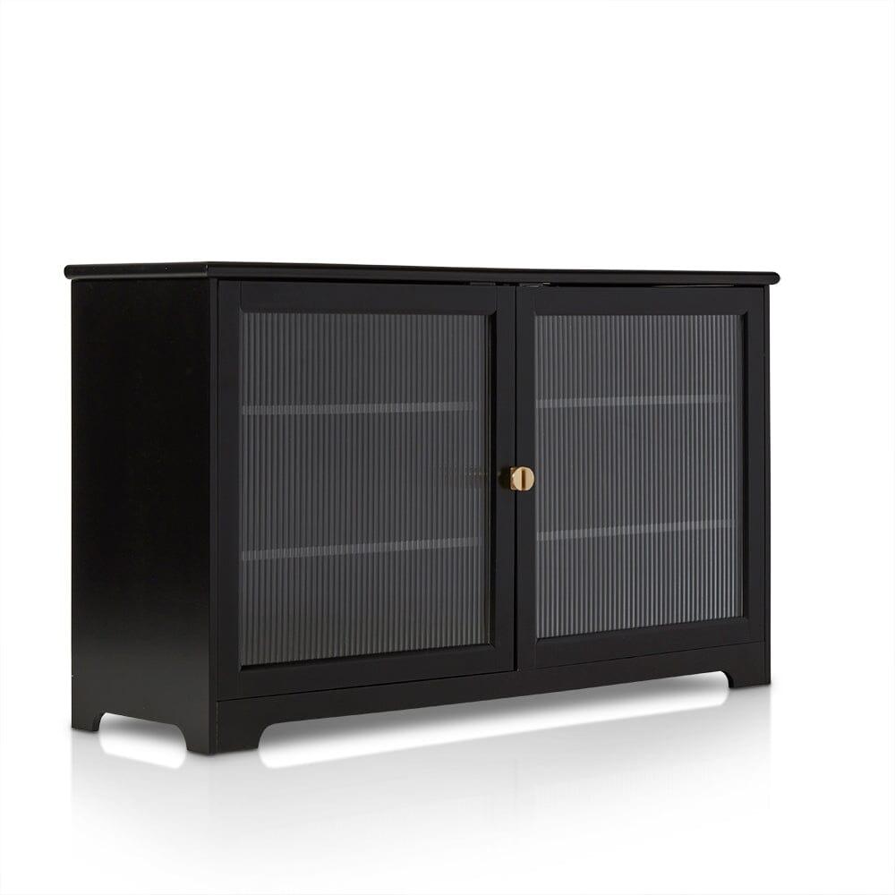 Lua 2 Door Large Sideboard - Noir Black with Fluted Glass