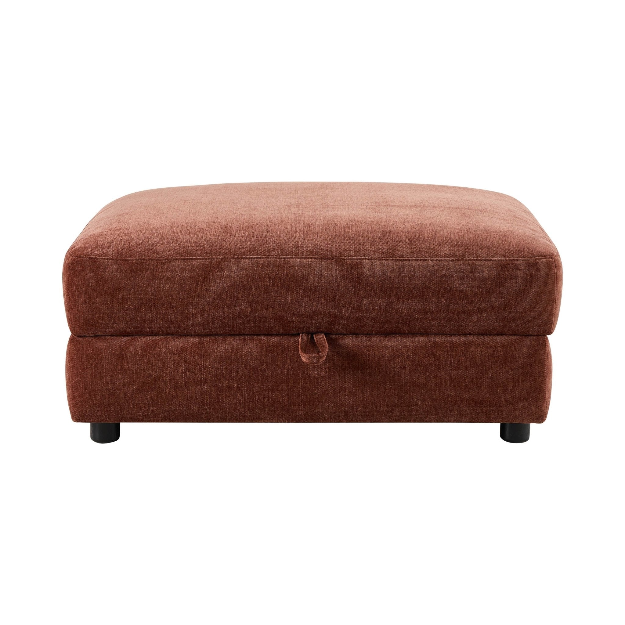Lyon Storage Pouffe - Chenille Dark Rust