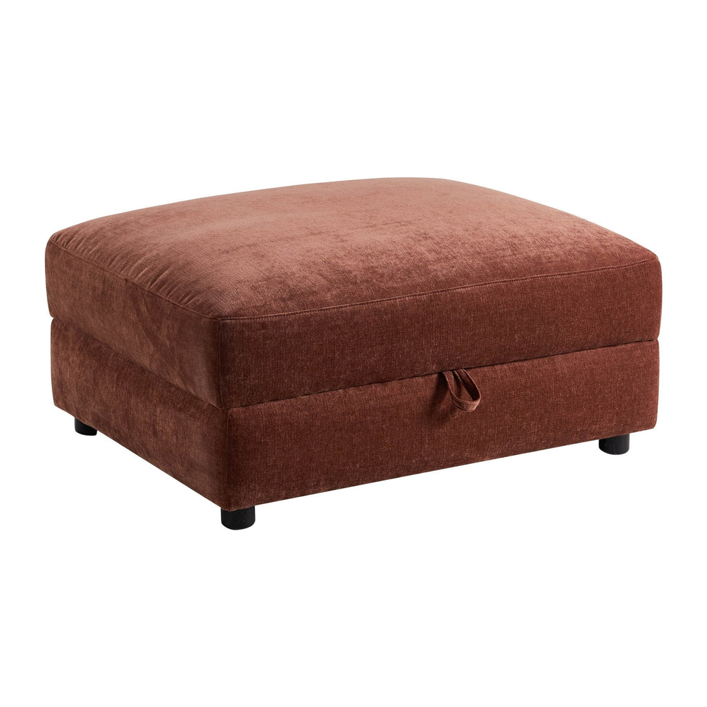 Lyon Storage Pouffe - Chenille Dark Rust