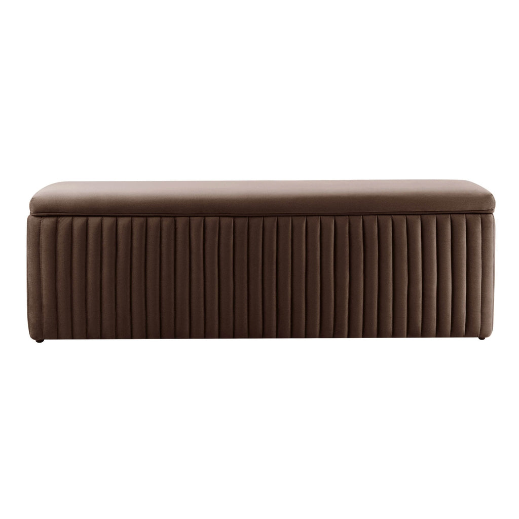 Melrose Ribbed Ottoman Storage Bench - Cappuccino