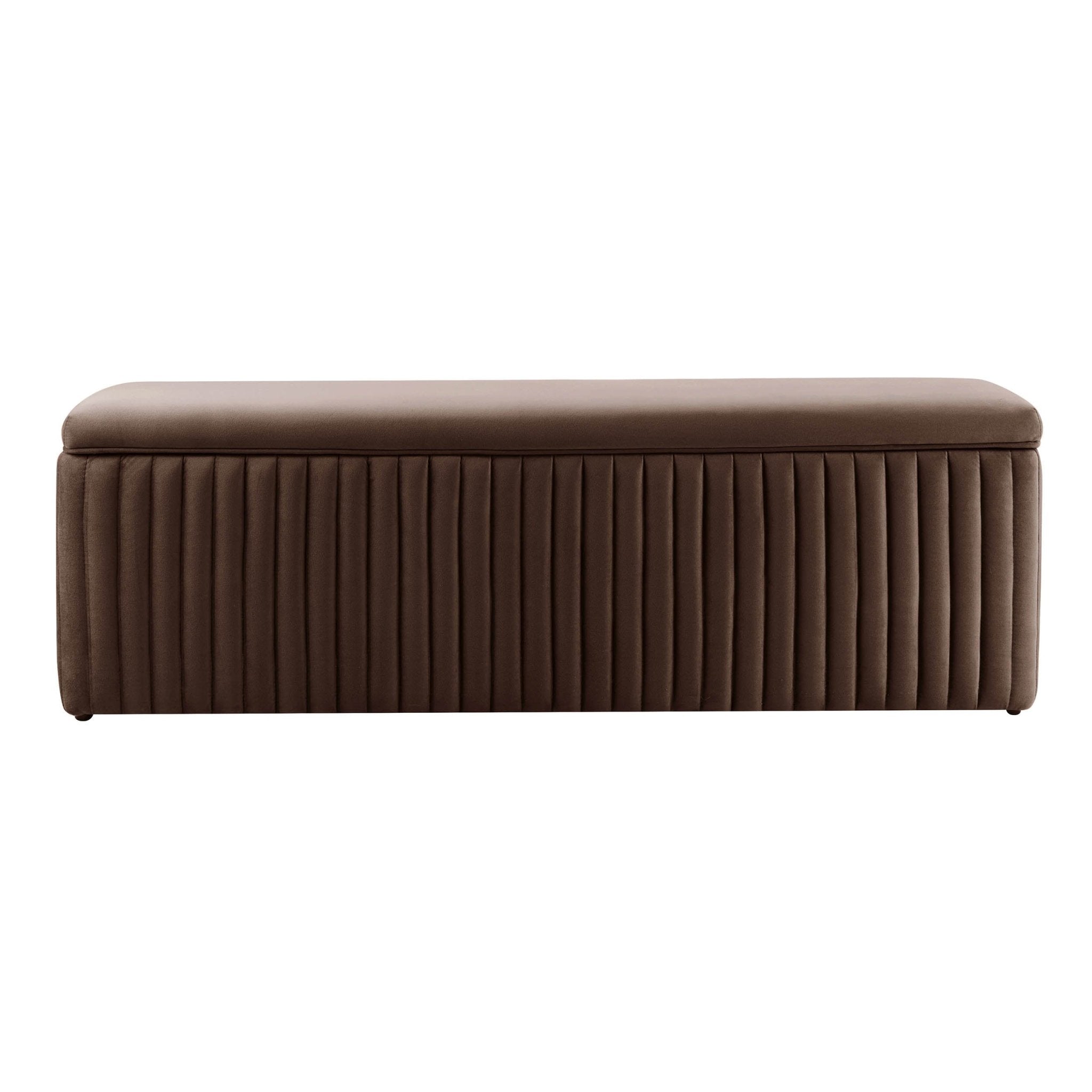 Melrose Ribbed Ottoman Storage Bench - Cappuccino