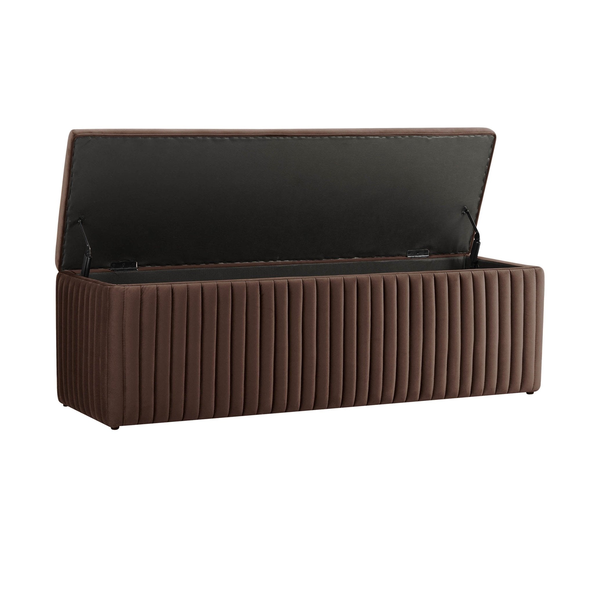 Melrose Ribbed Ottoman Storage Bench - Cappuccino