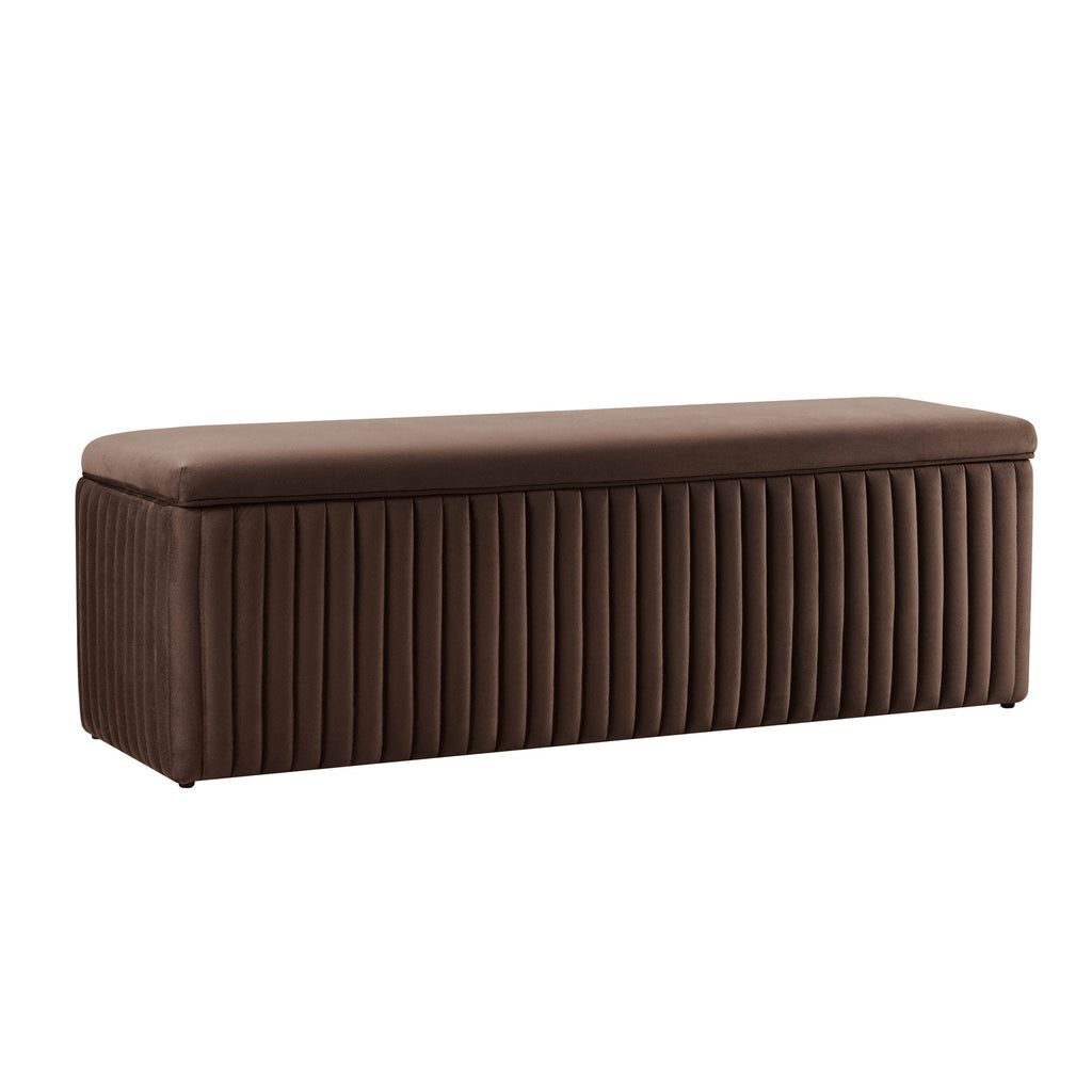 Melrose Ribbed Ottoman Storage Bench - Cappuccino