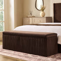 Melrose Ribbed Ottoman Storage Bench - Cappuccino