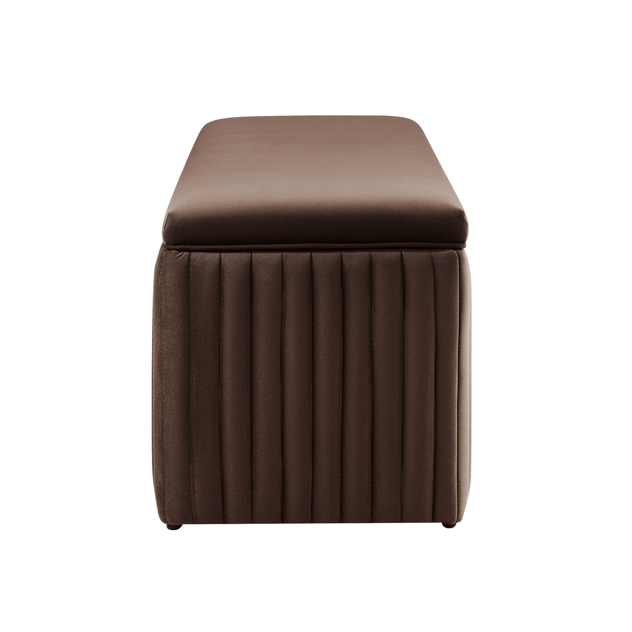 Melrose Ribbed Ottoman Storage Bench - Cappuccino