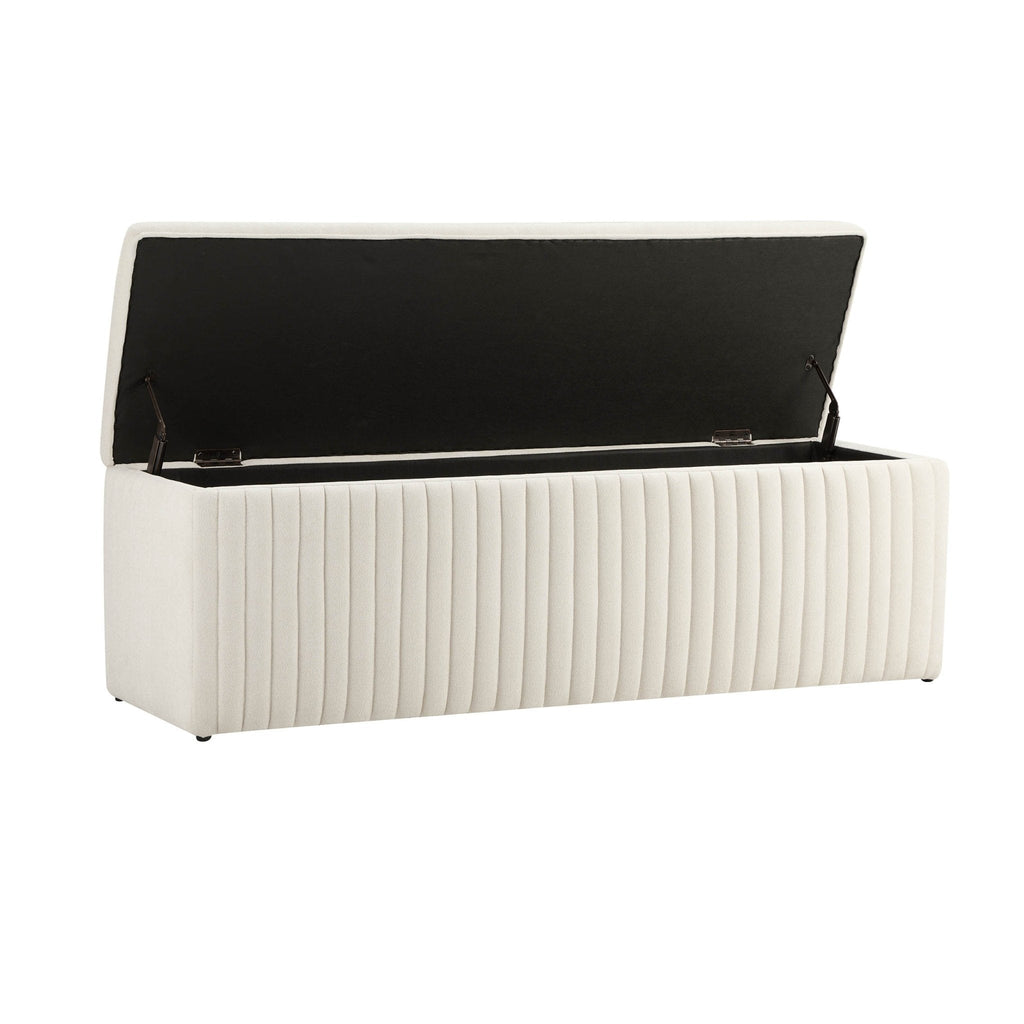 Melrose Ribbed Ottoman Storage Bench - Chenille Ivory