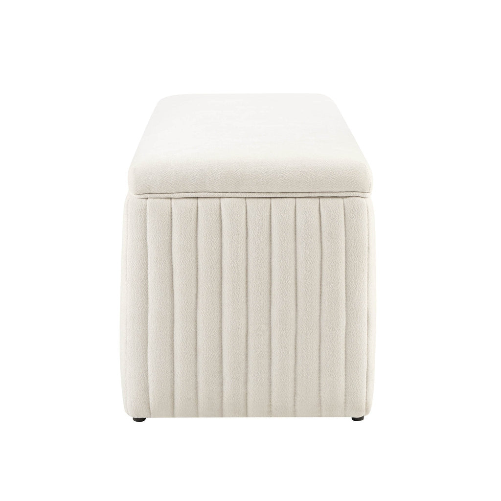 Melrose Ribbed Ottoman Storage Bench - Chenille Ivory
