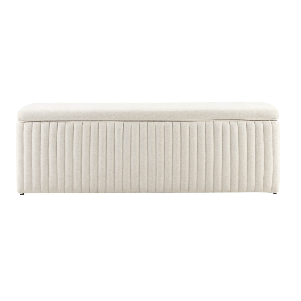 Melrose Ribbed Ottoman Storage Bench - Chenille Ivory