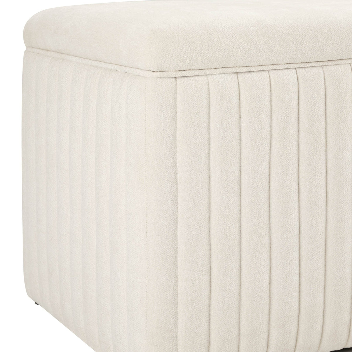 Melrose Ribbed Ottoman Storage Bench - Chenille Ivory