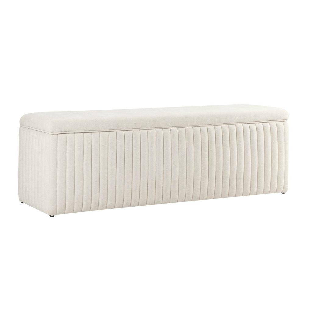 Melrose Ribbed Ottoman Storage Bench - Chenille Ivory