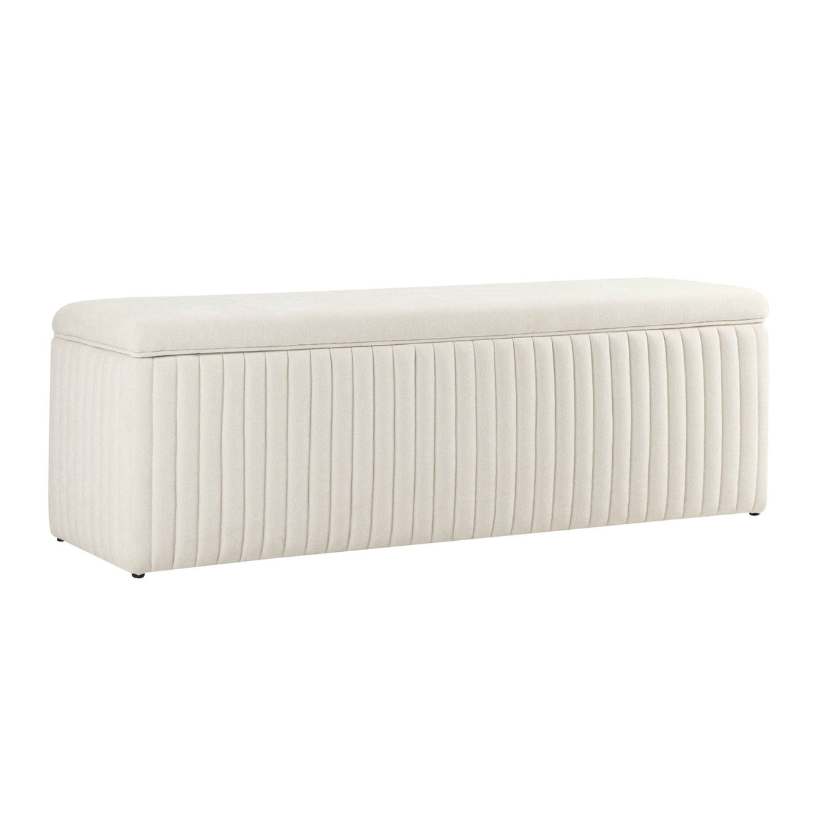 Melrose Ribbed Ottoman Storage Bench - Chenille Ivory