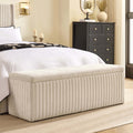 Melrose Ribbed Ottoman Storage Bench - Chenille Ivory