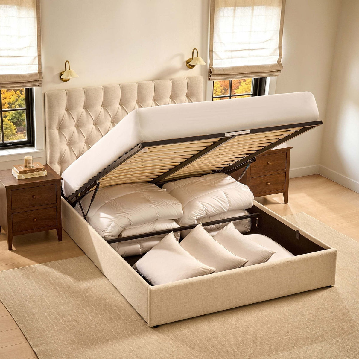Middleton Ottoman Storage Bed - Beige