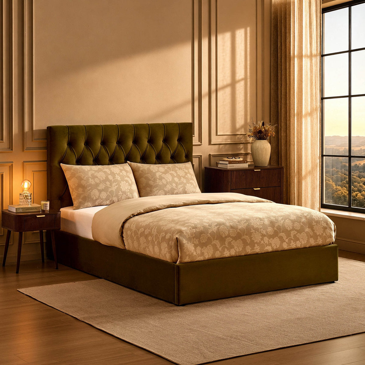 Middleton Ottoman Storage Bed - Muted Moss