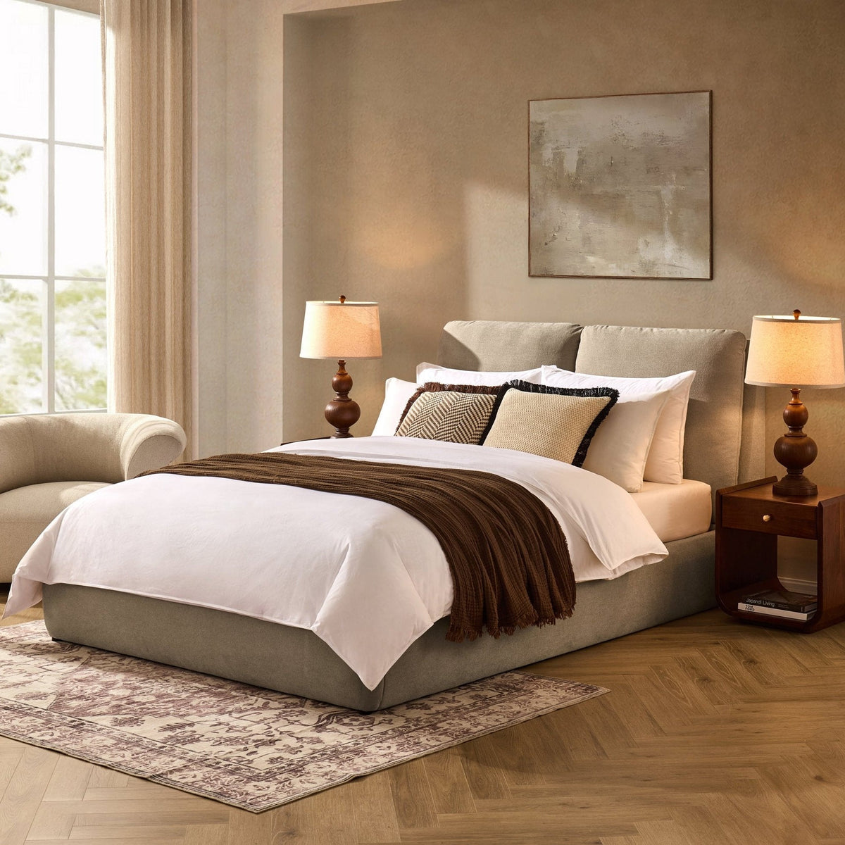 Murcia Ottoman Storage Bed - Chenille Oatmeal