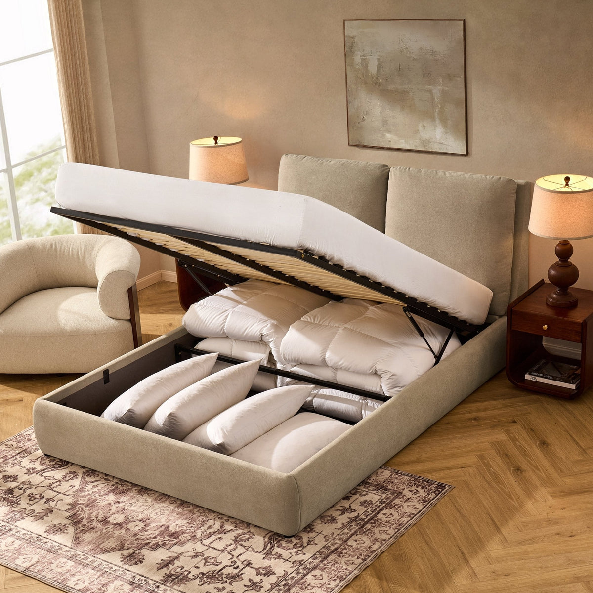 Murcia Ottoman Storage Bed - Chenille Oatmeal