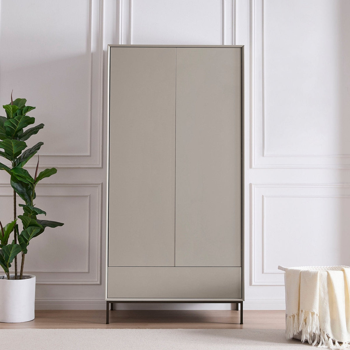 Nova 2 Door Wardrobe with Drawer - Taupe