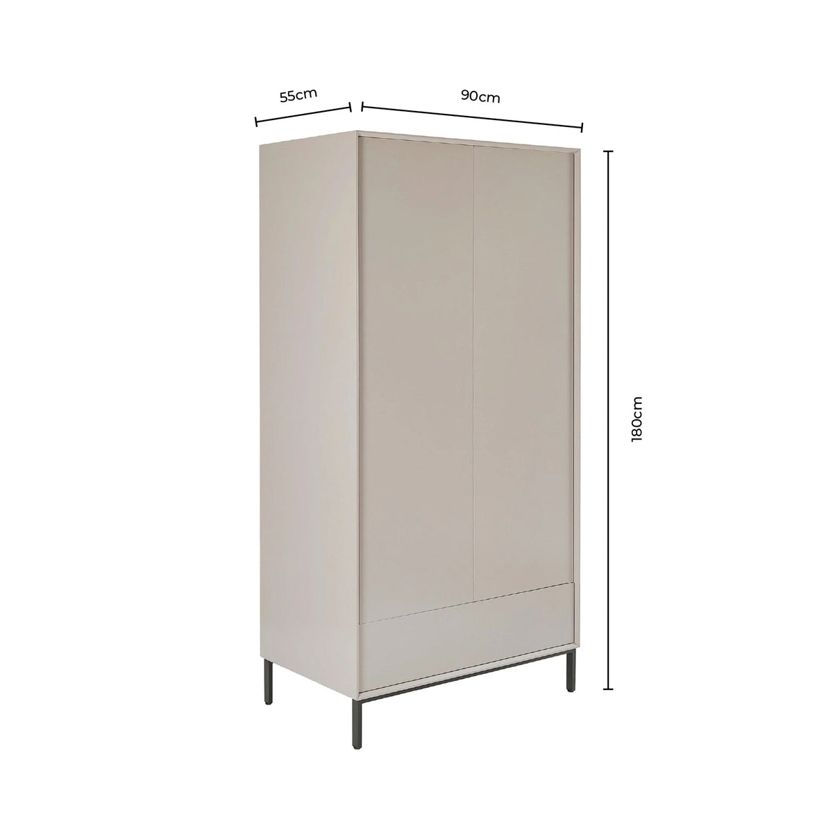 Nova 2 Door Wardrobe with Drawer - Taupe