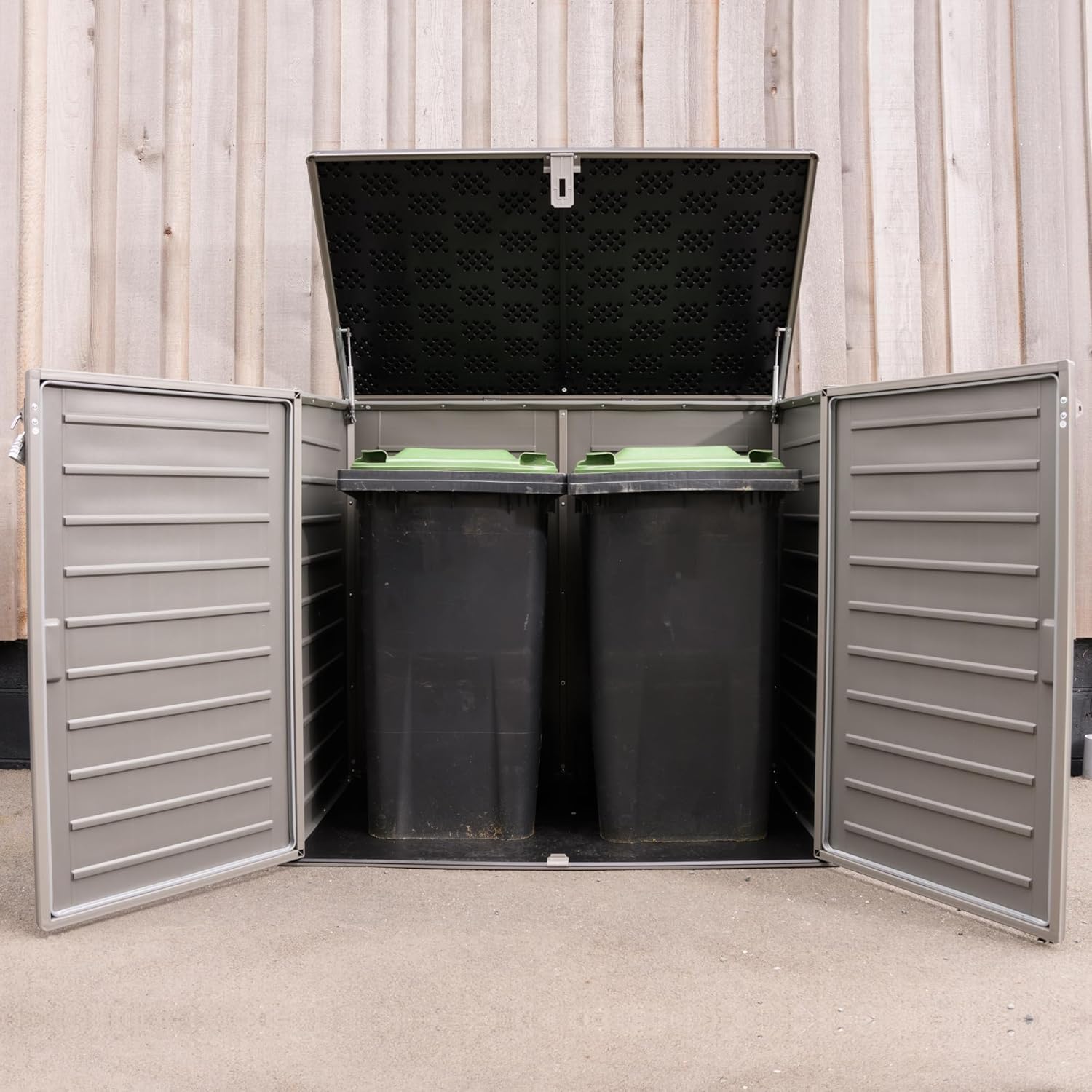 MASSIVE Capacity 1170 Outdoor Garden Storage Box Plastic Shed Garbage - Weatherproof with Wood Effect (1170 Litre)