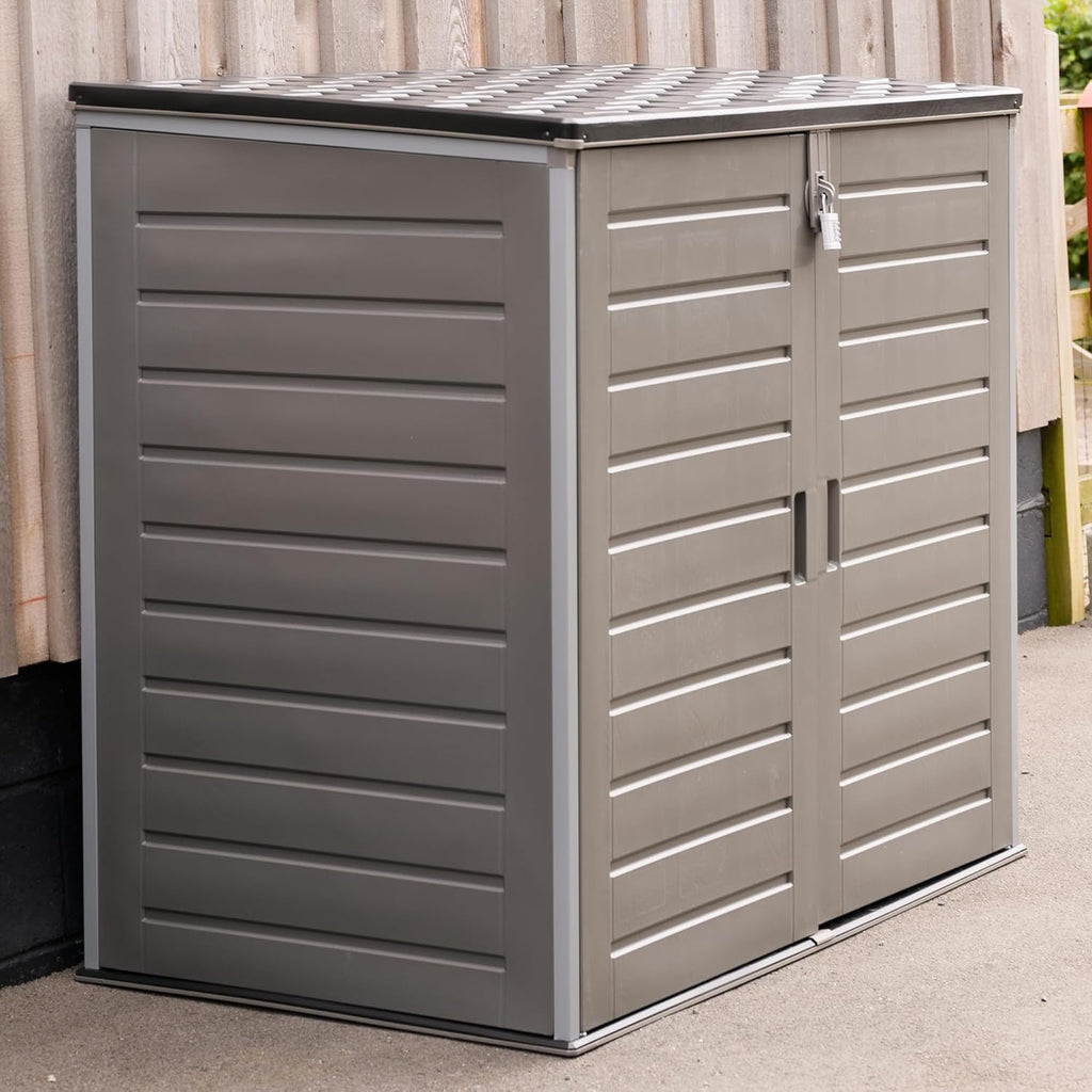 MASSIVE Capacity 1170 Outdoor Garden Storage Box Plastic Shed Garbage - Weatherproof with Wood Effect (1170 Litre)